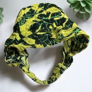 Peaceful people hair elastic bandana headband lime green tropical leaf L/XL